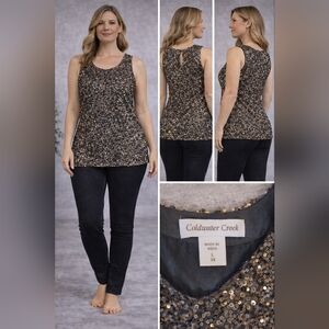 Coldwater Creek Women's Sequin Tank Top — Black & Gold